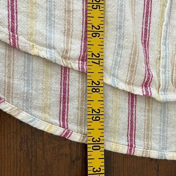 GAP White Multicolored Stripes Linen Blend Collared Buttoned Shirt Size Small - Picture 5 of 5